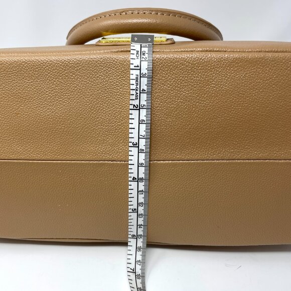 Joy & Iman Beige Pebble Split Leather Large Satchel Crossbody Handbag w/ Watch - Picture 4 of 16